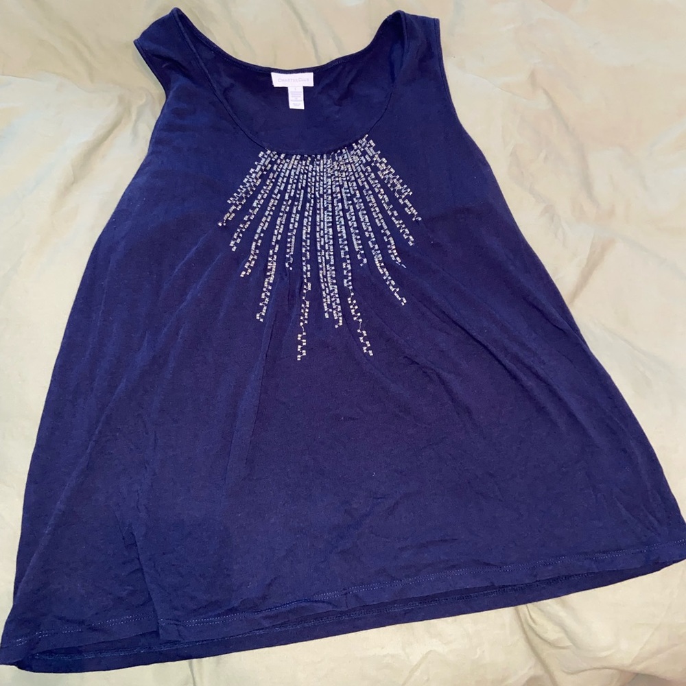 Charter club size large sleeveless navy blue top